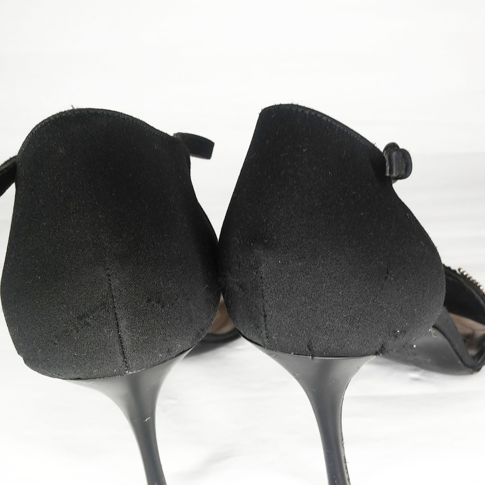 Rodo Black Jeweled Strappy Satin Heels Size 10 - Picture 6 of 7